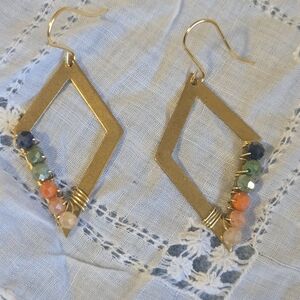 Elegant Gold Multicolor Beaded Earrings
